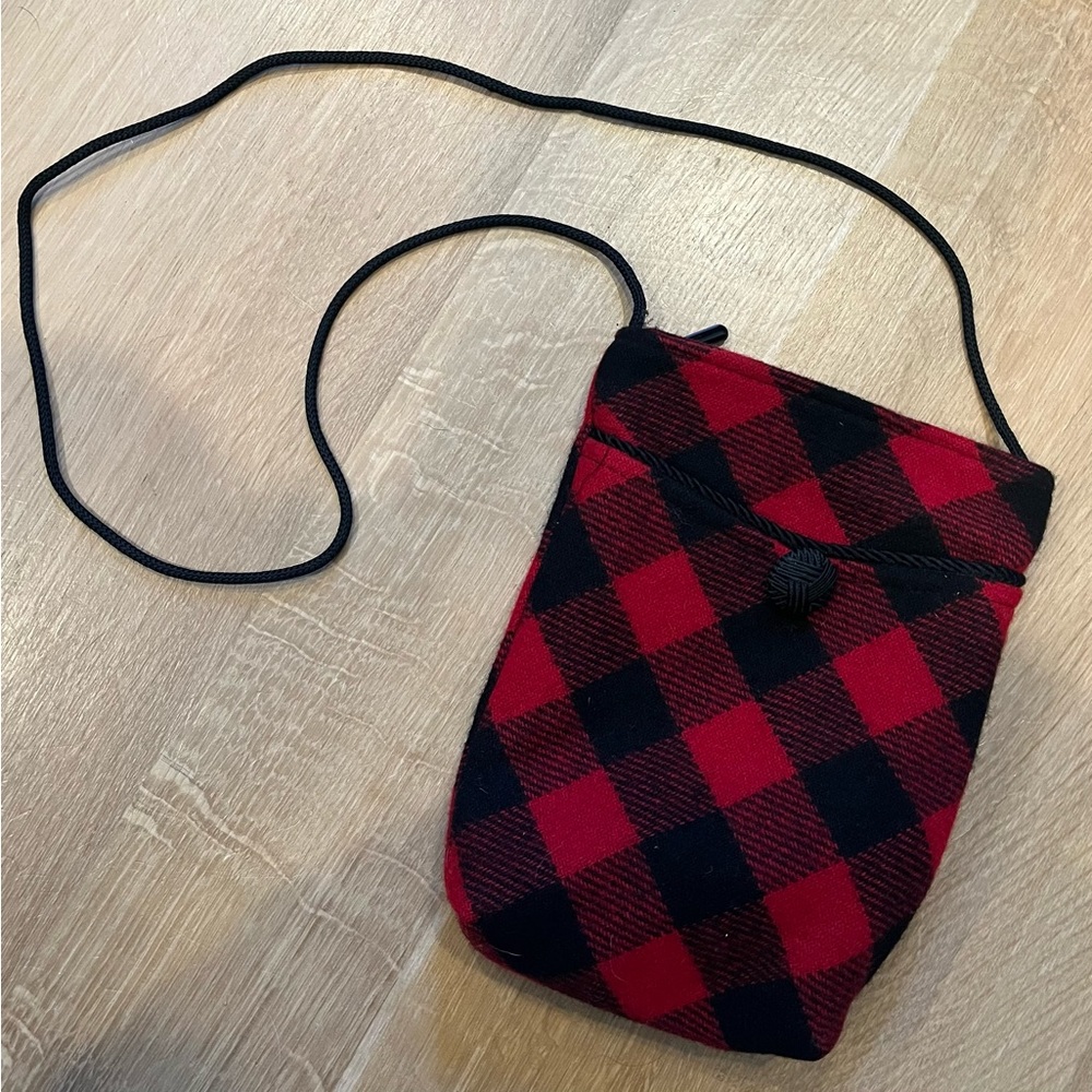 Vintage Buffalo-plaid small crossbody bag.